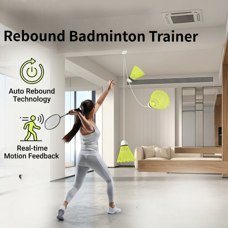 2pcs Reboundable Badminton Set, Suitable for Indoor Badminton Single-person Training Device, Comes with Self-adhesive Tape and Elastic Cord, a Badminton Tool for Improving Focus and Reaction Speed, Compact in Size, Can Be Installed in the Living