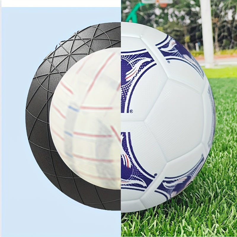 Classic No. 5 Football, Using Seamless Heat Bonding Technology, Thickened, Non-Slip and Wear-Resistant, High Elasticity- Suitable for Adult Training and Competition, Professional Football with Free Inflator Needle and Net