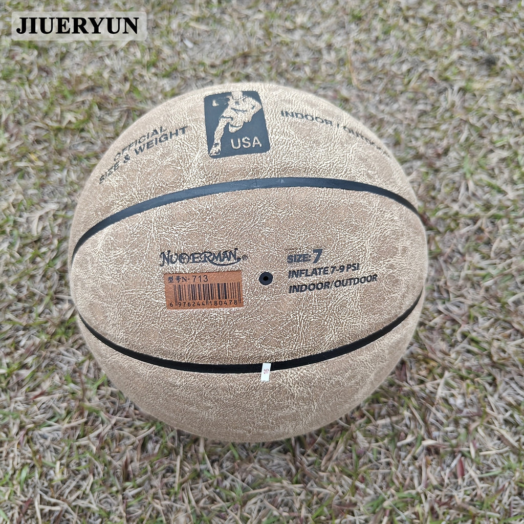 Genuine Cowhide Basketball No.7 - Brown, Durable & Long-Lasting for Indoor\u002FOutdoor Cement Courts. Professional-Grade Basketball for Adult Matches, Training, and High-Quality., Perfect for Thanksgiving