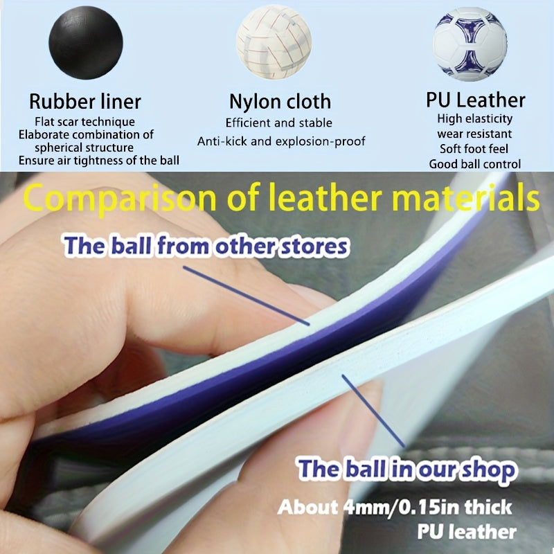 Classic No. 5 Football, Using Seamless Heat Bonding Technology, Thickened, Non-Slip and Wear-Resistant, High Elasticity- Suitable for Adult Training and Competition, Professional Football with Free Inflator Needle and Net