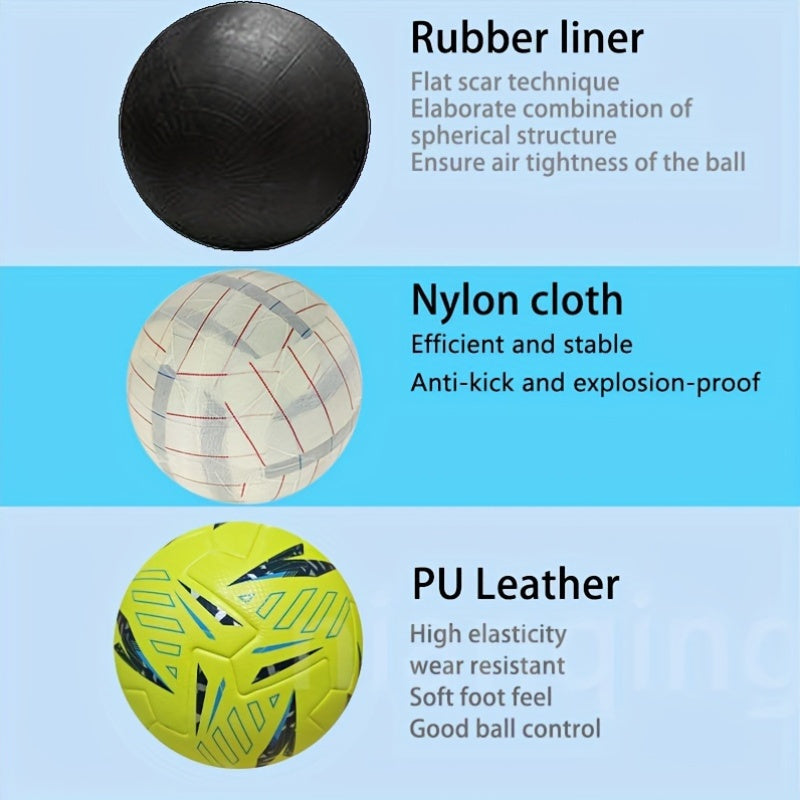 Standard No. 5 Soccer Balls, High-Quality Faux Leather, Seamless Heat Bonding, High Elasticity, Wear Resistance, Anti-Slip, Protective Football, Specially Designed for Adult And Youth Training And Competition