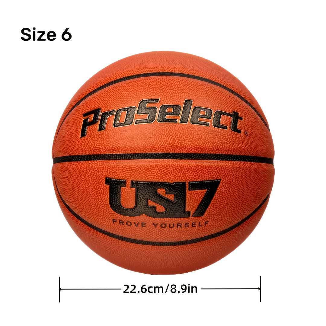 Proselect US17 Basketball, Moisture-Wicking, Non-Slip, Wear-Resistant, Suitable for Indoor And Outdoor Training And Competition, Standard Size 7 for Adults.