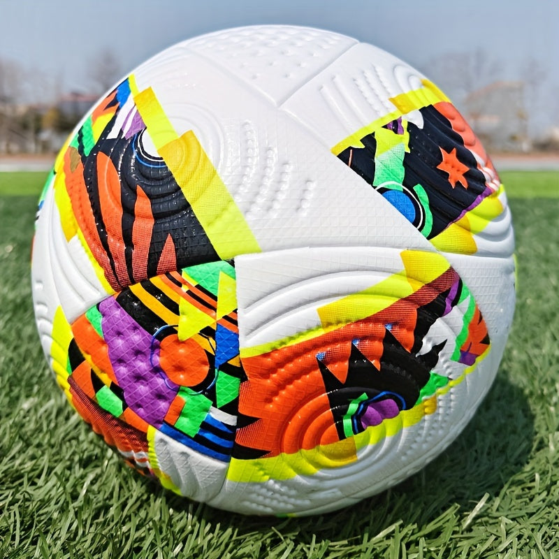 Size 5 PU Leather Soccer Ball, High Elasticity, Wear-Resistant, High Quality, Seamless Heat-Bonded, for Adult Match and Training Use, Includes Ball Needle and Net