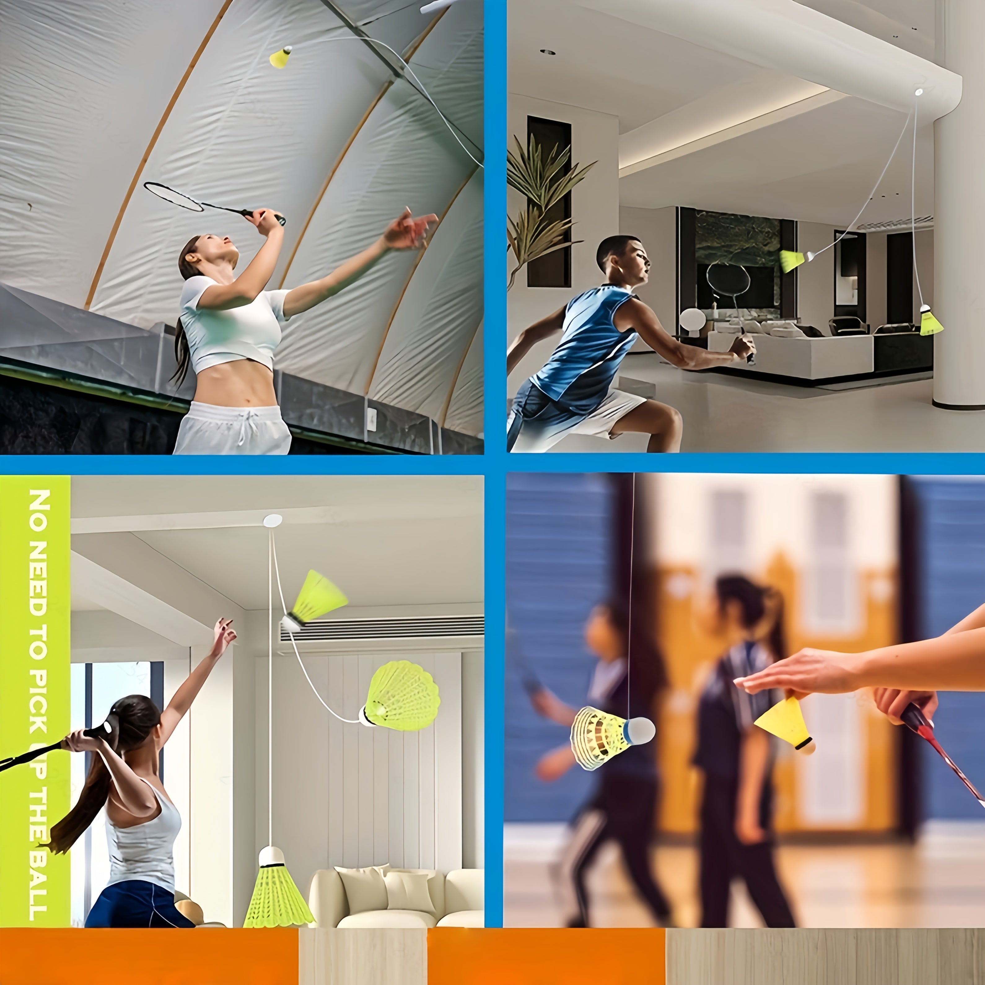 3pcs Badminton Training Set, Includes Front and Back Adhesive Tape and Elastic Cord. Suitable for Indoor Badminton Solo Training, a Badminton Tool for Improving Focus and Reaction Skills, and a Family-friendly Recreational Fitness Equipment