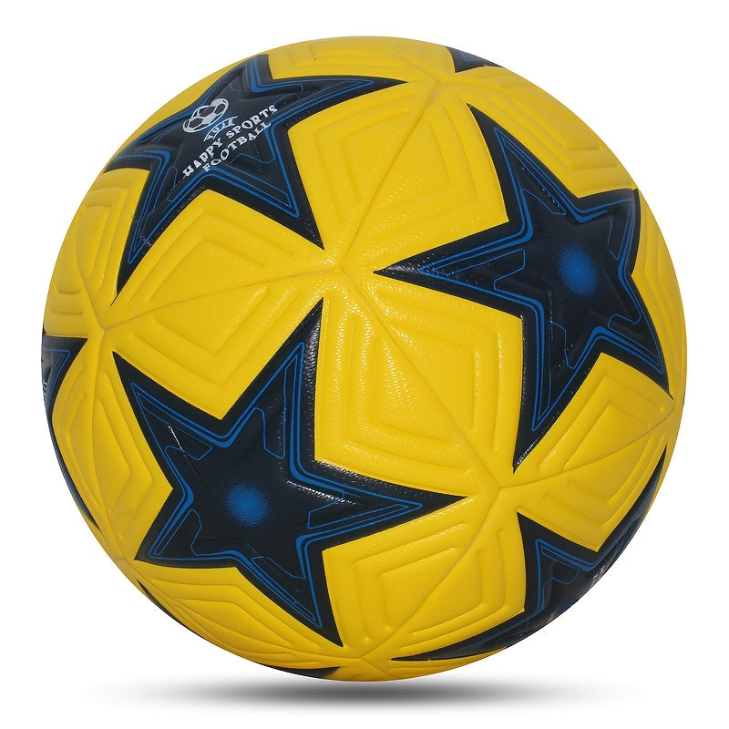 1pc Faux PU Soccer Ball with Star Patterns, Professional Size 5 Soccer Ball, High Quality Seamless Football for Outdoor Sports, Professional League, Football Training, Match, Game (Uninflated)