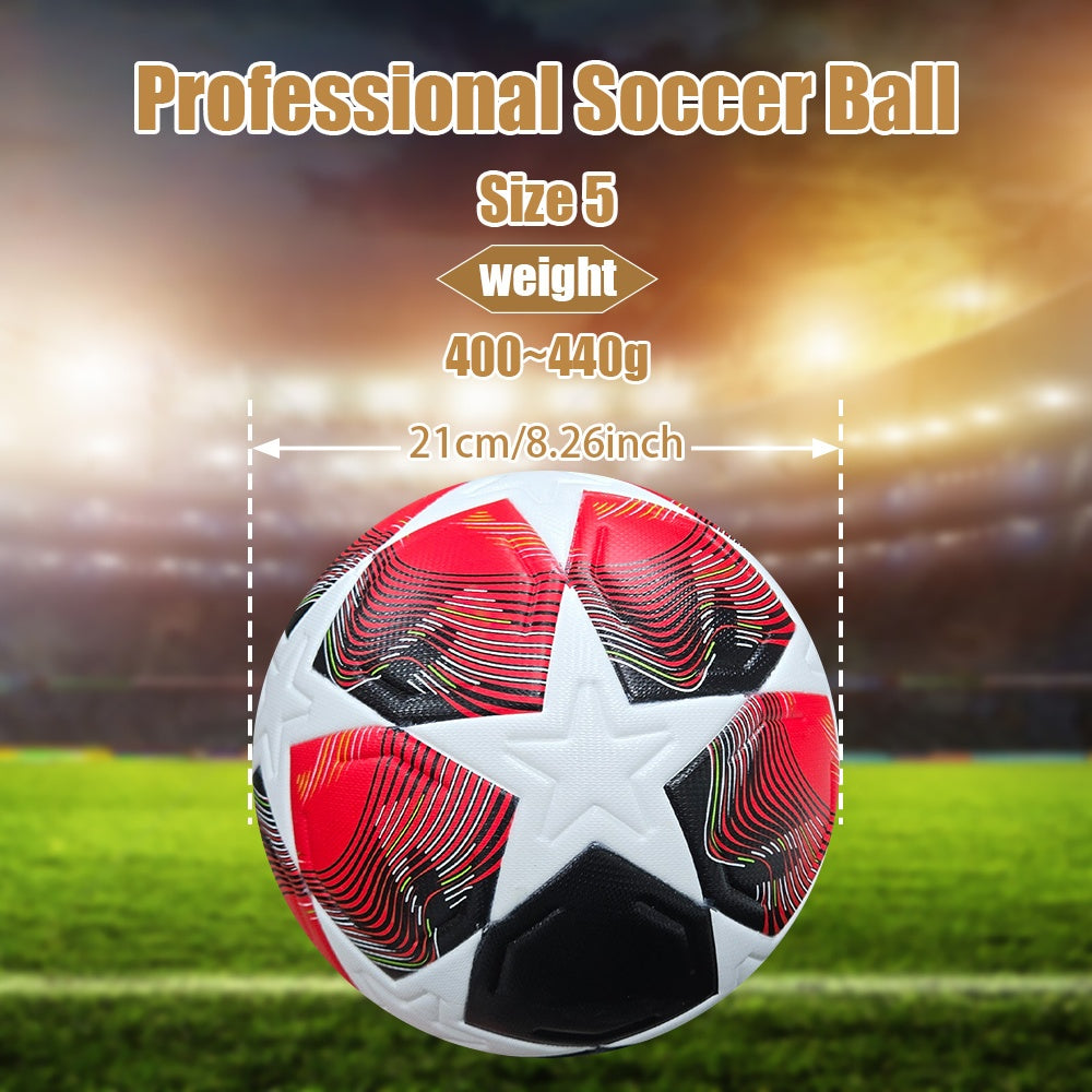 Wear-resistant and Anti-slip PU Material, Official Size 5 Seamless Fit Soccer Ball, an Ideal Choice for Youth and Adult Training, Matches, and Soccer Enthusiasts, Anti-slip Indoor\u002Foutdoor Heat-bonded Soccer Ball