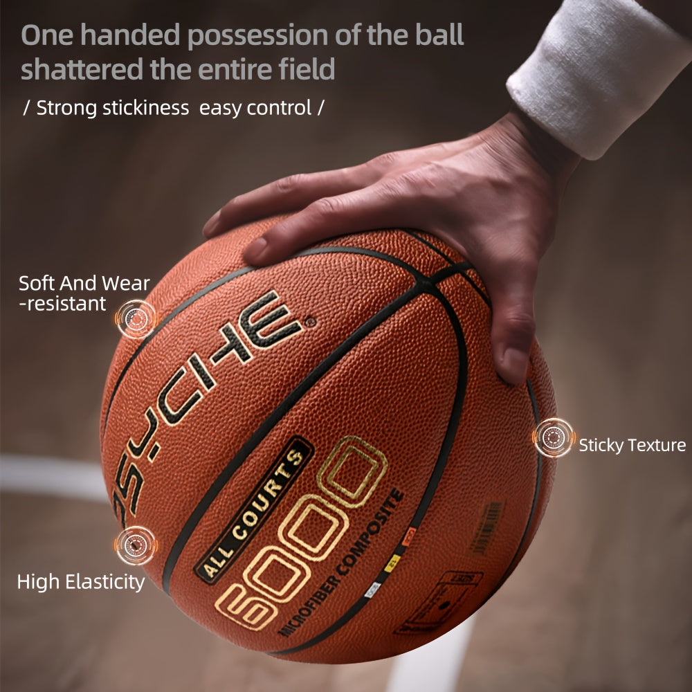 PSYCHE High-Elasticity Soft-Touch Basketball, Official Size 7 (29.5 Inches) for Adults, Moisture-Wicking, Anti-Slip, Wear-Resistant, and Durable PU Material, for Men and Women, Indoor\u002FOutdoor Training and Competition Use
