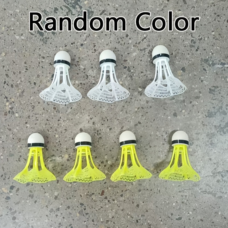 7pcs Wind-Resistant Shuttlecock Set, Nylon Material, Yellow and White, Durable and Windproof, Suitable for Outdoor Badminton Practice and Sports