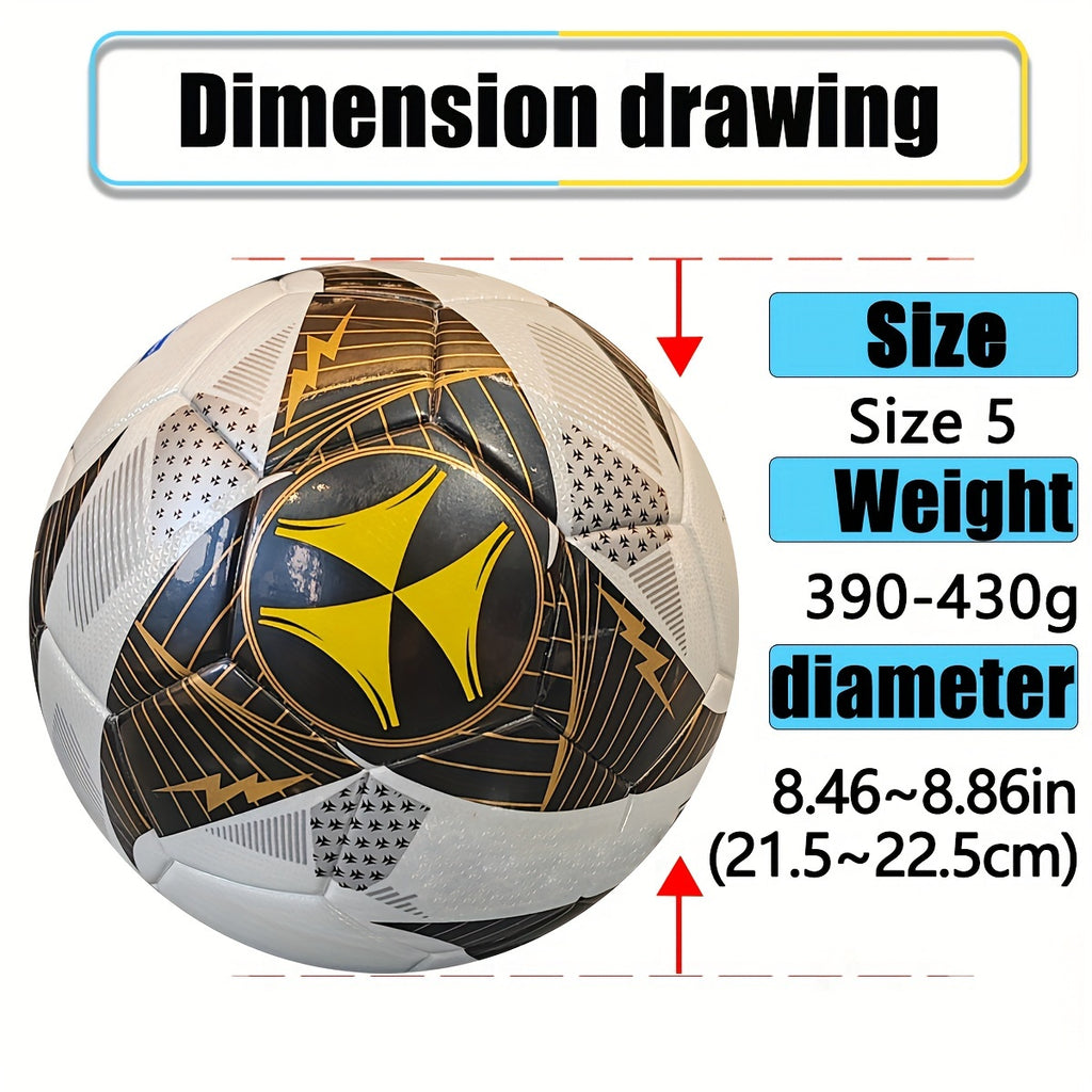 Adult Professional Competition Training Hot Bonding Soccer Balls Adopts High-Quality Materials, Thickened Faux Leather, Seamless Hot Bonding Process, High Elasticity, Wear Resistance, Waterproof And Protective, a No.5 Football
