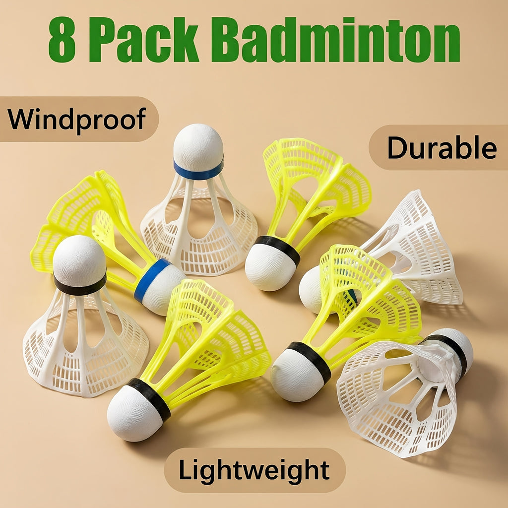 7pcs Wind-Resistant Shuttlecock Set, Nylon Material, Yellow and White, Durable and Windproof, Suitable for Outdoor Badminton Practice and Sports