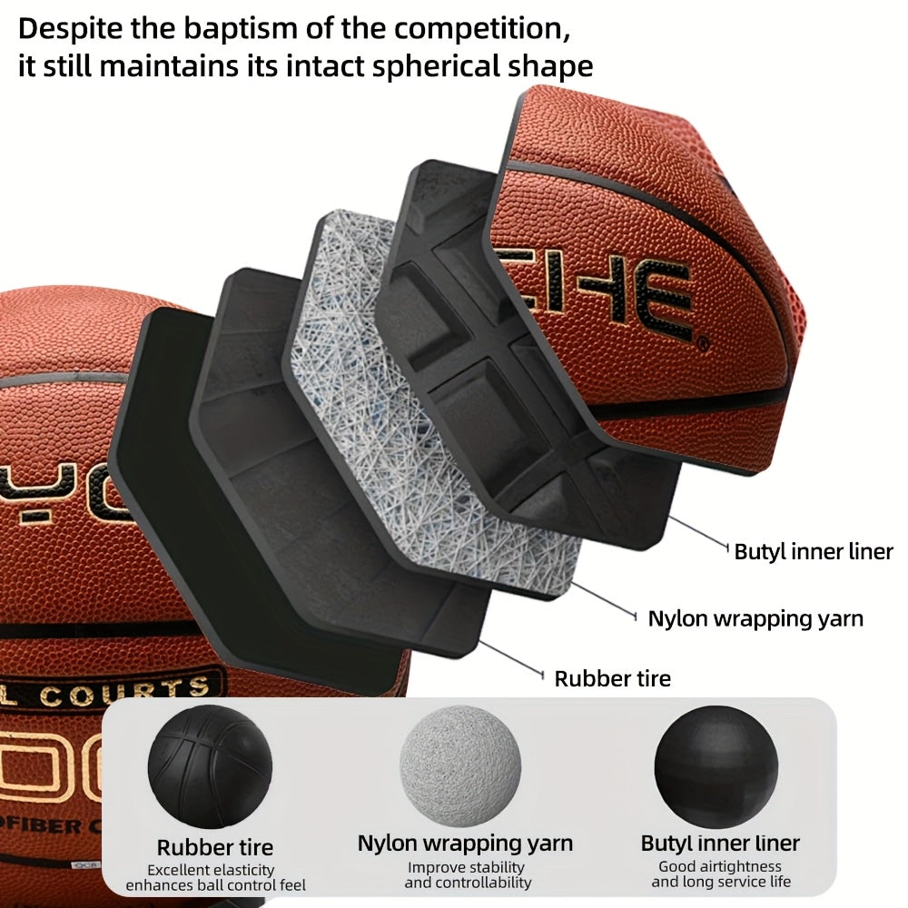 PSYCHE High-Elasticity Soft-Touch Basketball, Official Size 7 (29.5 Inches) for Adults, Moisture-Wicking, Anti-Slip, Wear-Resistant, and Durable PU Material, for Men and Women, Indoor\u002FOutdoor Training and Competition Use