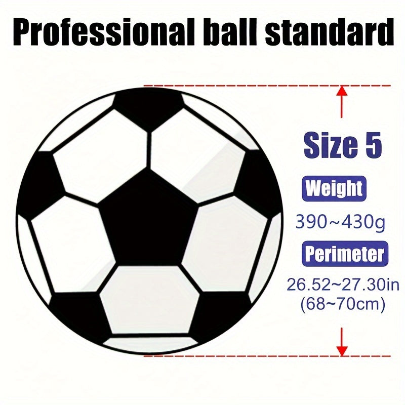 Size 5 PU Leather Soccer Ball, High Elasticity, Wear-Resistant, High Quality, Seamless Heat-Bonded, for Adult Match and Training Use, Includes Ball Needle and Net