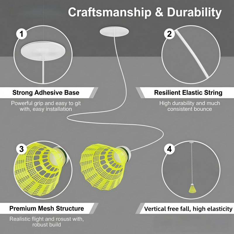 2pcs Reboundable Badminton Set, Suitable for Indoor Badminton Single-person Training Device, Comes with Self-adhesive Tape and Elastic Cord, a Badminton Tool for Improving Focus and Reaction Speed, Compact in Size, Can Be Installed in the Living