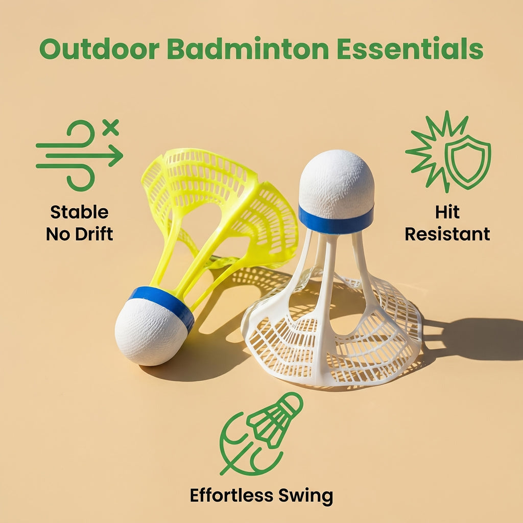 7pcs Wind-Resistant Shuttlecock Set, Nylon Material, Yellow and White, Durable and Windproof, Suitable for Outdoor Badminton Practice and Sports
