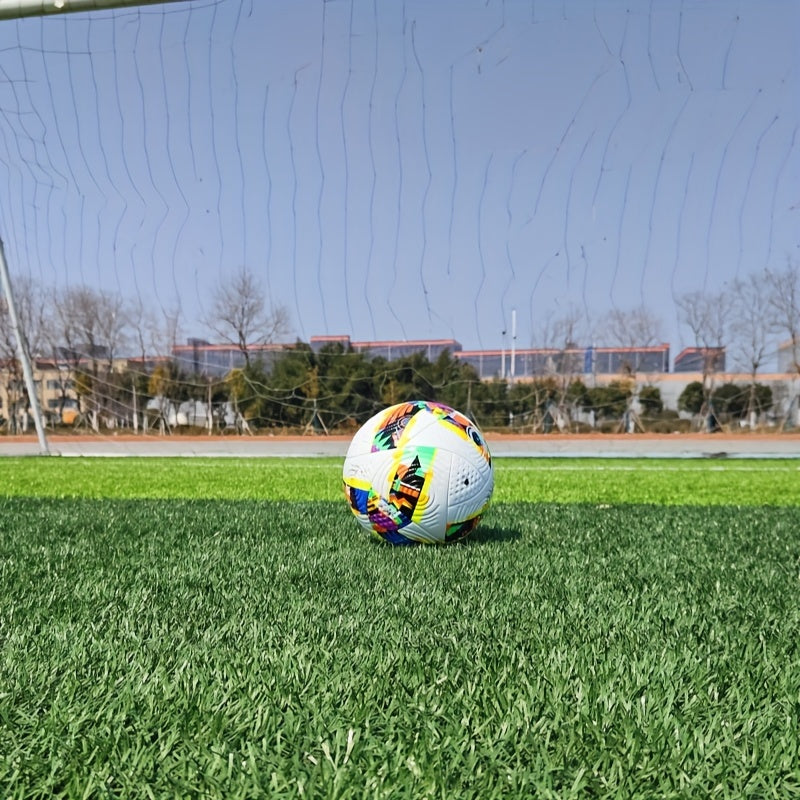 Size 5 PU Leather Soccer Ball, High Elasticity, Wear-Resistant, High Quality, Seamless Heat-Bonded, for Adult Match and Training Use, Includes Ball Needle and Net