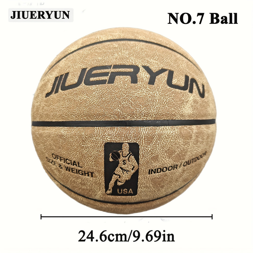 Genuine Cowhide Basketball No.7 - Brown, Durable & Long-Lasting for Indoor\u002FOutdoor Cement Courts. Professional-Grade Basketball for Adult Matches, Training, and High-Quality., Perfect for Thanksgiving