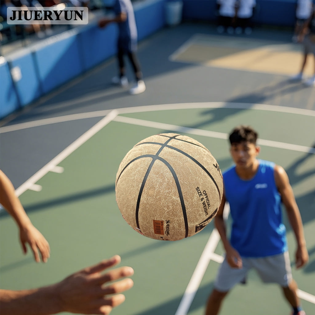 Genuine Cowhide Basketball No.7 - Brown, Durable & Long-Lasting for Indoor\u002FOutdoor Cement Courts. Professional-Grade Basketball for Adult Matches, Training, and High-Quality., Perfect for Thanksgiving