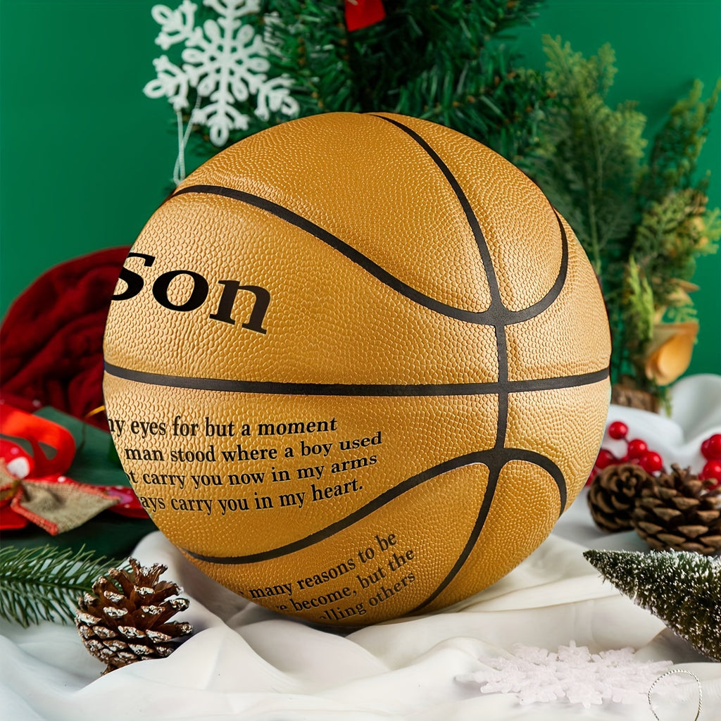 Pump Sold Separately, MOACTIV A Special White Basketball for Your Son, Or a Pump, Ideal Gift for Some Special Occasions Such As Birthdays, Anniversaries, Christmas, Engraved Basketball Encouragement Basket International Standard Size